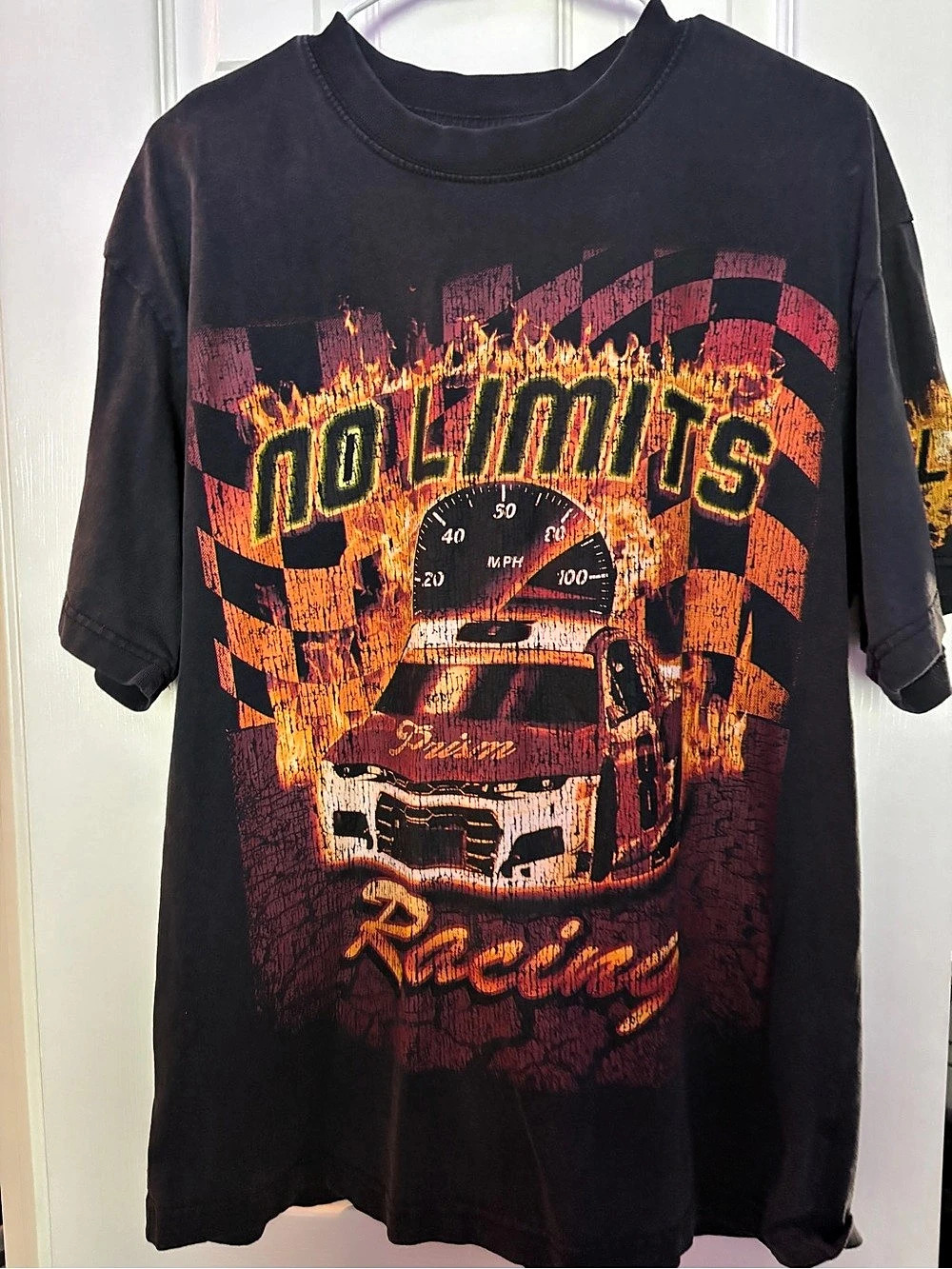 PacSun No Limits Racing Oversized T-Shirt Black & Red Size Medium